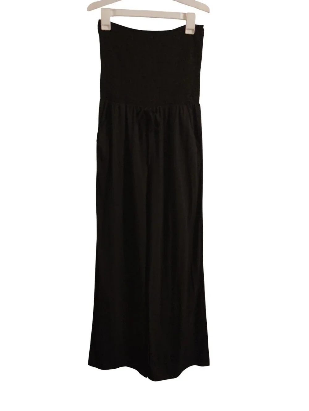 Strapless Black Maxi Jumpsuit W/Pockets Size M